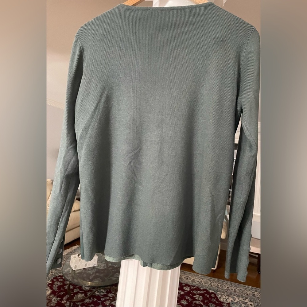 Soon Milano women’s Hunter-green long sleeve crew neck pullover knit sweater M - Picture 2 of 5